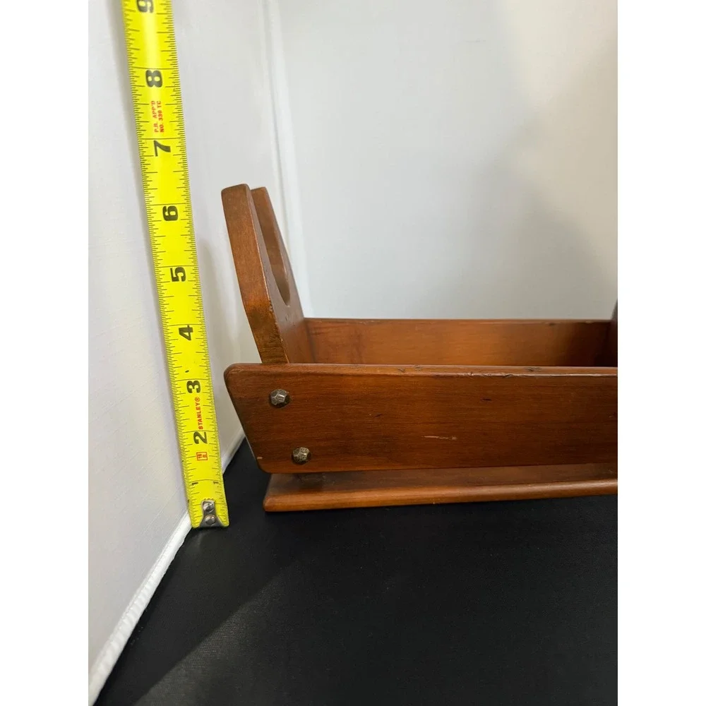 Vintage 60s Wood Napkin Holder Caddy‎ folk art Rustic Kitchen tabletop organizer